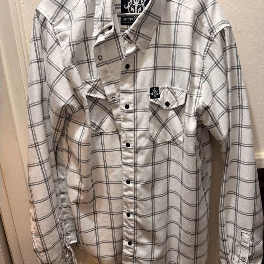 Dixxon White Plaid Button-Up Flannel
